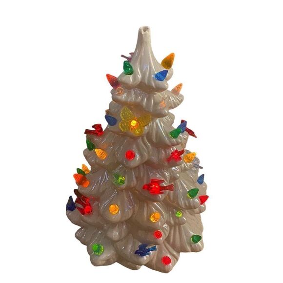 Vintage Ceramic Christmas Tree Mother of Pearl no base holland mold handmade. - Picture 12 of 16